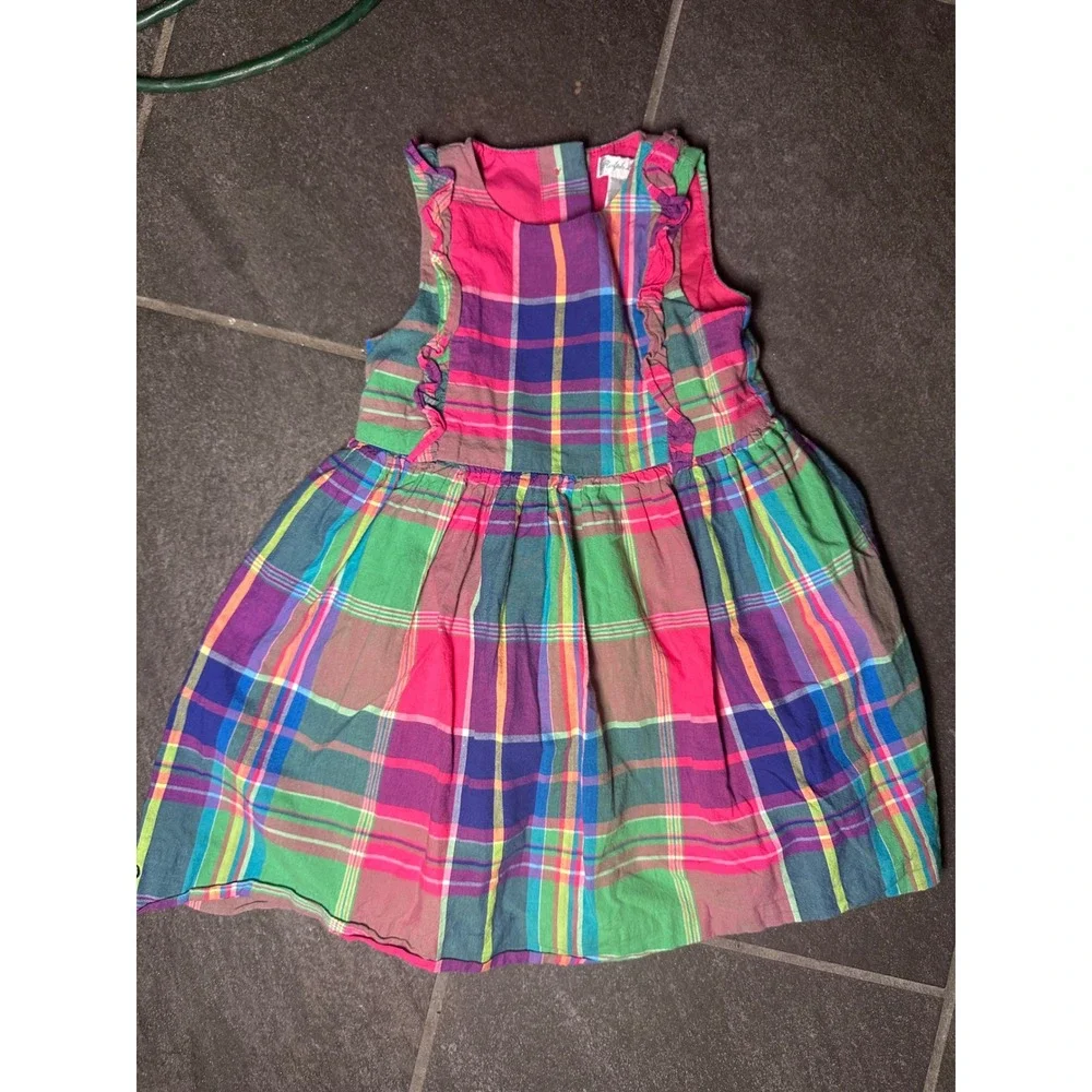 Ralph Lauren Polo Baby Girl Plaid Ruffle Sleeveless Dress Multi-Color 18M